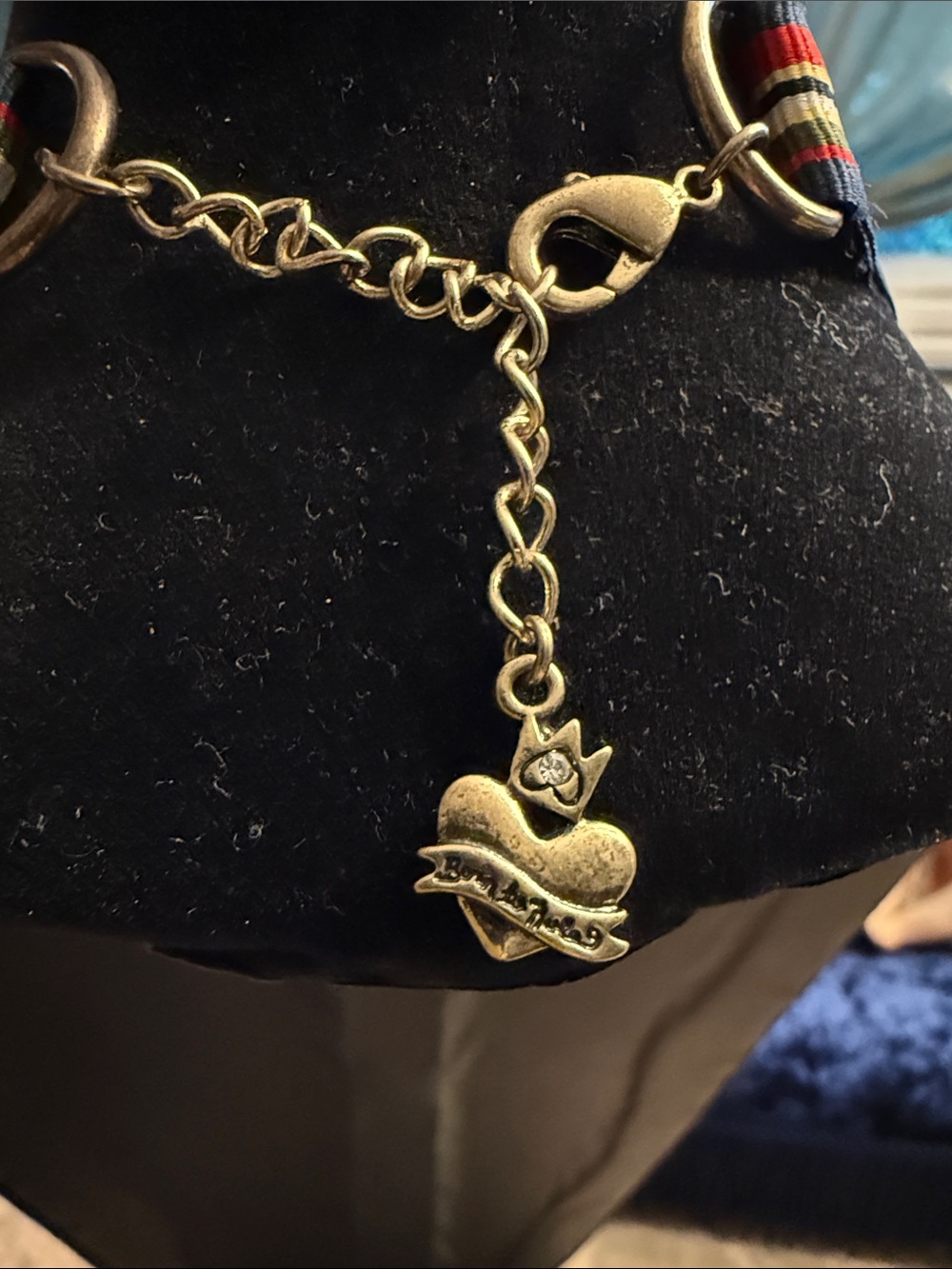 Vintage Vera Wang gold tone and ribbon charm set born to Hola necklace - Picture 4 of 4